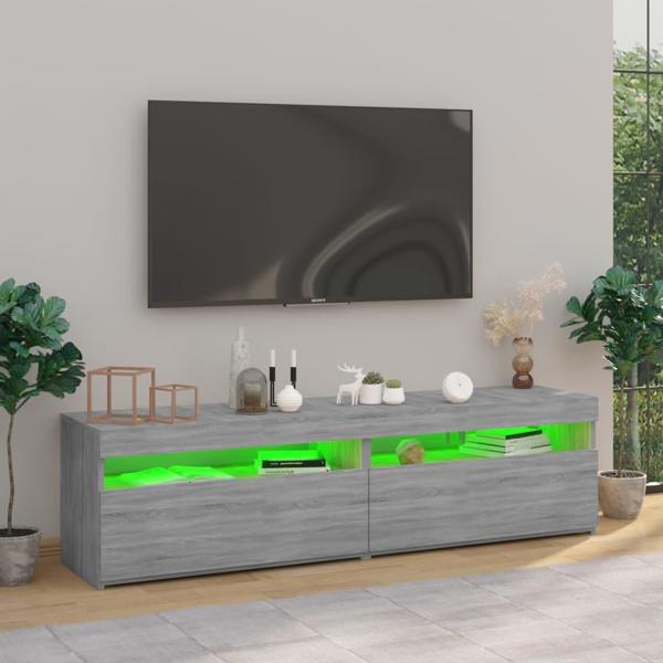 vidaXL Σύνθετα ντουλάπια τηλεόρασης με LED, 2 τεμάχια, γκρι δρυς Sonoma 75x35x40 cm