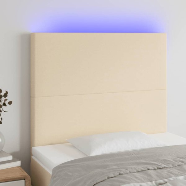 vidaXL Zaglowek do lozka me LED, krem, 100x5x118/128 cm, yfasma