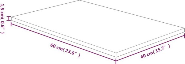vidaXL Blat do lazienki ciemnobrazowy 60x40x1,5 cm lite drewno