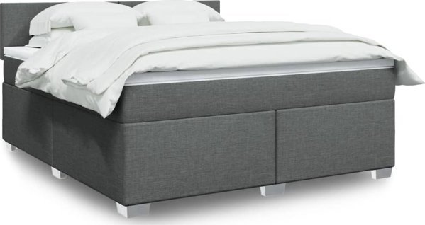 vidaXL Κρεβάτι κοντινεντάλ με στρώμα, σκούρα γκρι ύφασμα, 180x200 cm
