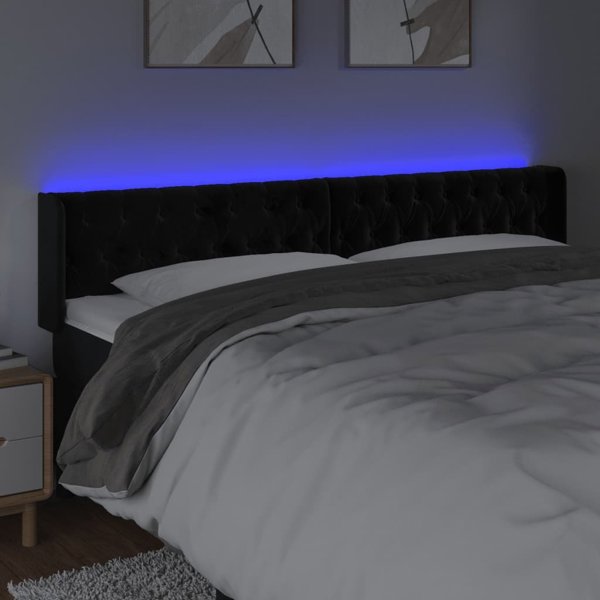 vidaXL Zaglowek do lozka z LED, czarny, 203x16x78/88 cm, aksamit