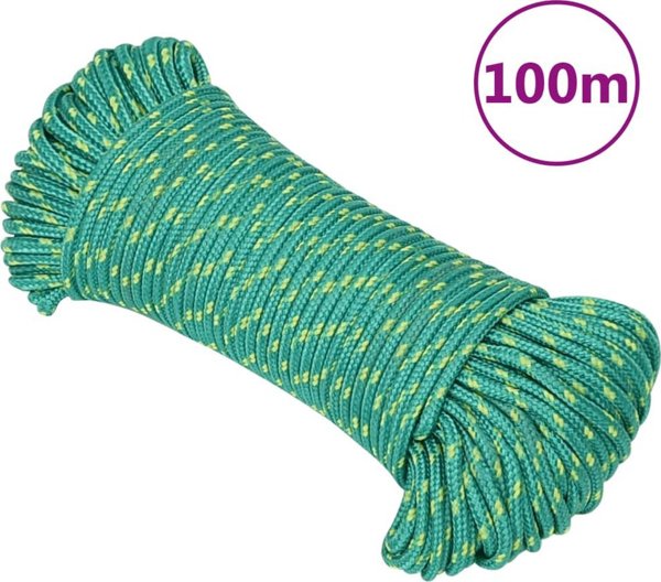 vidaXL Linka zeglarska, zielona, 5 mm, 100 m, polipropylen