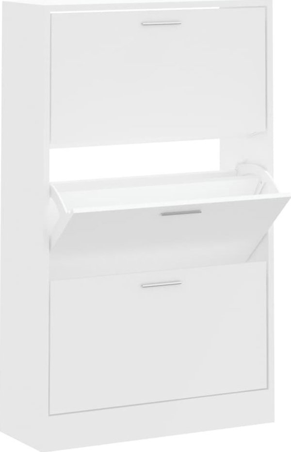 vidaXL Ντουλάπα παπουτσιών, λευκό, 63x24x103 εκ., από υλικό ξυλώδους προέλευσης