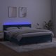 vidaXL Κρεβάτι continental με στρώμα και LED, μπλε βελούδο, 160x200 cm