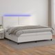 vidaXL Κρεβάτι κοντινεντάλ με στρώμα και LED, λευκή οικολογική δέρμα, 200x200 cm