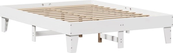 vidaXL Ράμα κρεβατιού χωρίς στρώμα, λευκή, 140x200 εκ., σκληρό ξύλο πεύκου