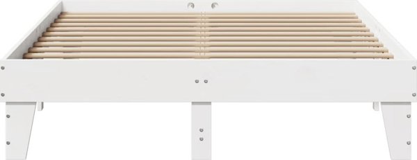 vidaXL Ράμα κρεβατιού χωρίς στρώμα, λευκή, 140x200 εκ., σκληρό ξύλο πεύκου