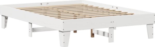 vidaXL Ράμα κρεβατιού χωρίς στρώμα, λευκή, 140x200 εκ., σκληρό ξύλο πεύκου