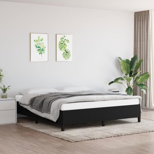 vidaXL Βάση κρεβατιού, μαύρη, 160 x 200 cm, με υφασμάτινη επένδυση