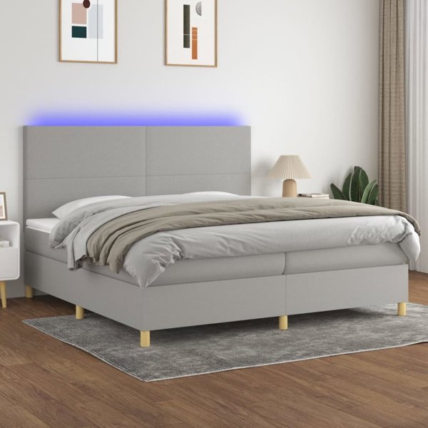 vidaXL Λοιζκο kontynentalne z materacem jasnoszare 200x200cm tkanina