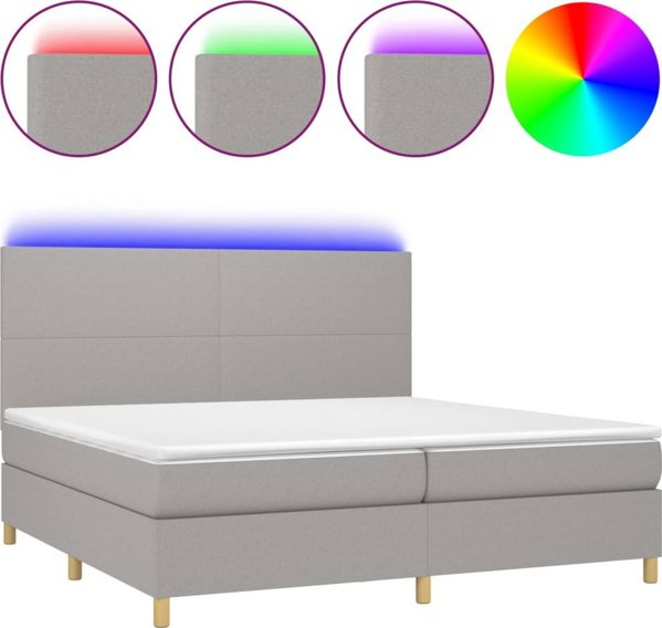vidaXL Λοιζκο kontynentalne z materacem jasnoszare 200x200cm tkanina