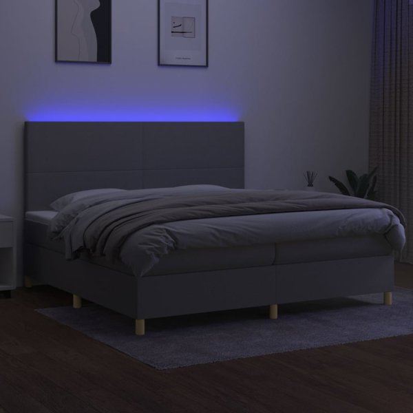vidaXL Λοιζκο kontynentalne z materacem jasnoszare 200x200cm tkanina