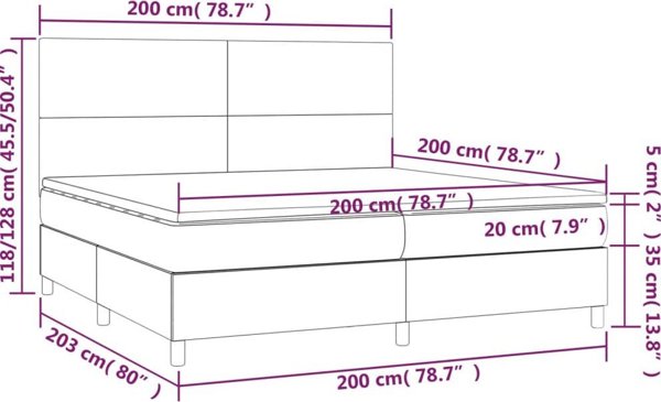 vidaXL Λοιζκο kontynentalne z materacem jasnoszare 200x200cm tkanina