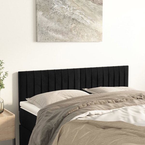 vidaXL Κεφαλάρι κρεβατιού, 2 τεμ., μαύρο, 72x5x78/88 cm, βελούδο