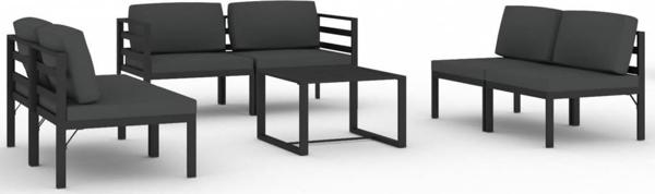 vidaXL 7-cz. zestaw mebli ogrodowych, poduszki, aluminium, antracyt