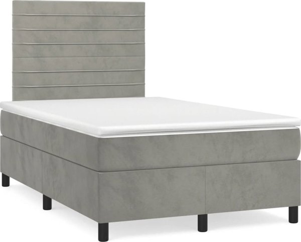 vidaXL Κρεβάτι Continental με Στρώμα, Ανοιχτό Γκρι, 120x190 cm, Βελούδο