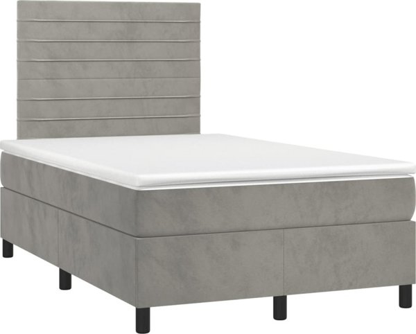 vidaXL Κρεβάτι Continental με Στρώμα, Ανοιχτό Γκρι, 120x190 cm, Βελούδο