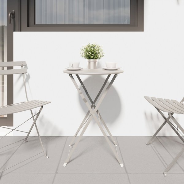 vidaXL Πτυσσόμενο τραπέζι Bistro Μπεζ 50x71 cm από βαμμένο ατσάλι
