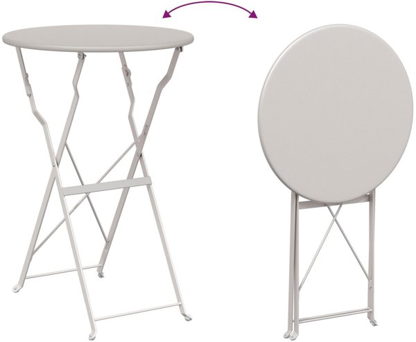 vidaXL Πτυσσόμενο τραπέζι Bistro Μπεζ 50x71 cm από βαμμένο ατσάλι