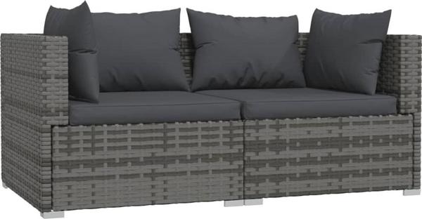 vidaXL vidaXL 3-cz. zestaw wypoczynkowy do ogrodu, poduszki, rattan PE, szary