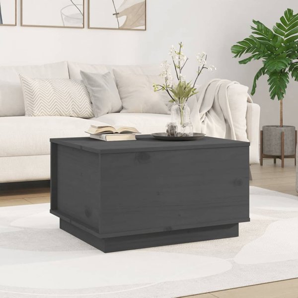 vidaXL vidaXL Stolik kawowy, szary, 60x50x35 cm, lite drewno sosnowe