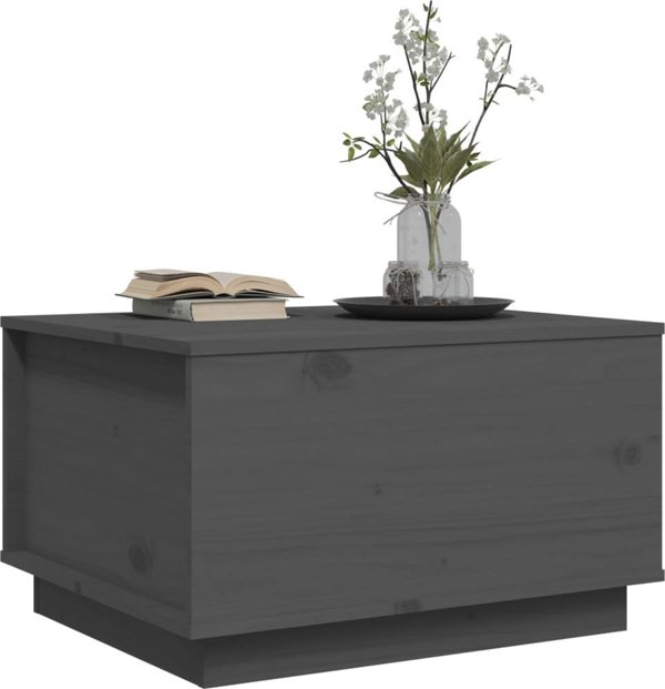 vidaXL vidaXL Stolik kawowy, szary, 60x50x35 cm, lite drewno sosnowe