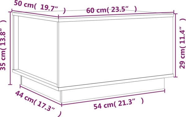 vidaXL vidaXL Stolik kawowy, szary, 60x50x35 cm, lite drewno sosnowe