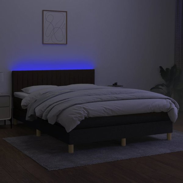 vidaXL Κρεβάτι Kontynentalne με στρώμα, μαύρο, 140x190 cm, ύφασμα