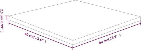vidaXL Kwadratowy blat do stolika, ciemnobrazowy, 60x60x2,5 cm, debowy