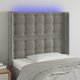 vidaXL Zaglowek για Κρεβάτι με LED, ανοιχτό γκρι, 103x16x118/128 cm, βελούδινο
