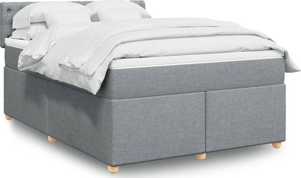 vidaXL Κρεβάτι Continental με στρώμα, ανοιχτό γκρι, 140x200 cm, ύφασμα