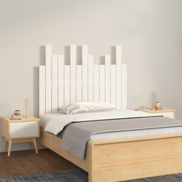 vidaXL Κεφαλάρι κρεβατιού, λευκό, 95,5x3x80 εκ., συμπαγές πεύκο