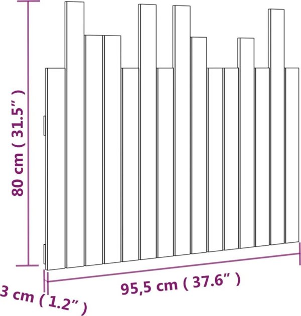 vidaXL Κεφαλάρι κρεβατιού, λευκό, 95,5x3x80 εκ., συμπαγές πεύκο