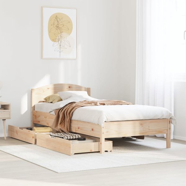vidaXL Rama κρεβατιού χωρίς στρώμα, 75x190 cm, από μασίφ πεύκο