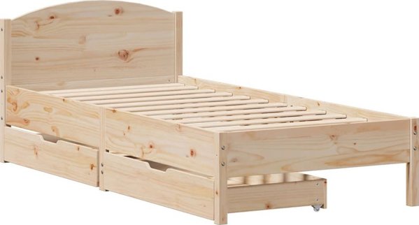 vidaXL Rama κρεβατιού χωρίς στρώμα, 75x190 cm, από μασίφ πεύκο
