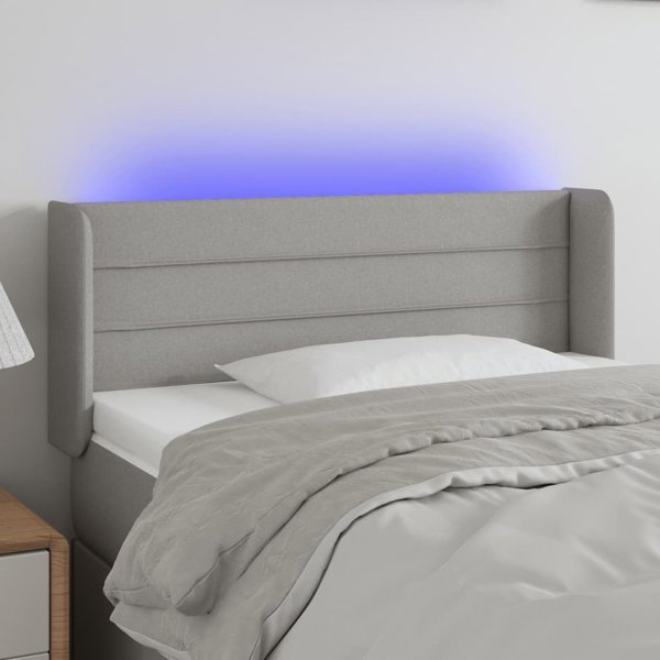 vidaXL Zaglowek do lozka z LED, jasnoszary, 83x16x78/88 cm, tkanina