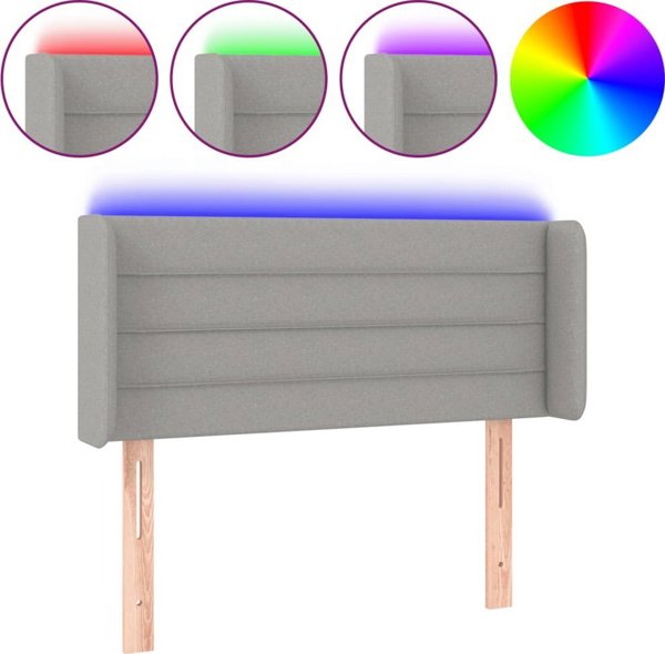 vidaXL Zaglowek do lozka z LED, jasnoszary, 83x16x78/88 cm, tkanina