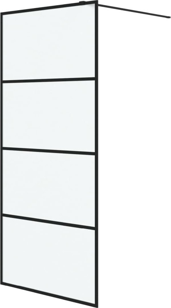 vidaXL Scianka prysznicowa, czarna, 90x195 cm, mrozone szklo ESG