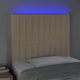 vidaXL Κεφαλάρι κρεβατιού με LED, κρεμ, 100x5x118/128 εκ., ύφασμα