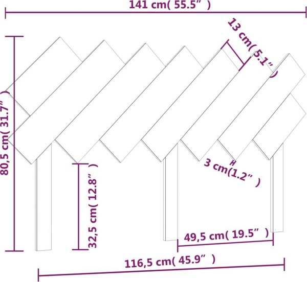 vidaXL Κεφαλάρι κρεβατιού γκρι 141x3x80,5 εκ από στιβαρό ξύλο πεύκου
