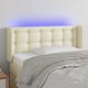 vidaXL Προσκέφαλο κρεβατιού με LED, κρεμ, 83x16x78/88 cm, τεχνητό δέρμα