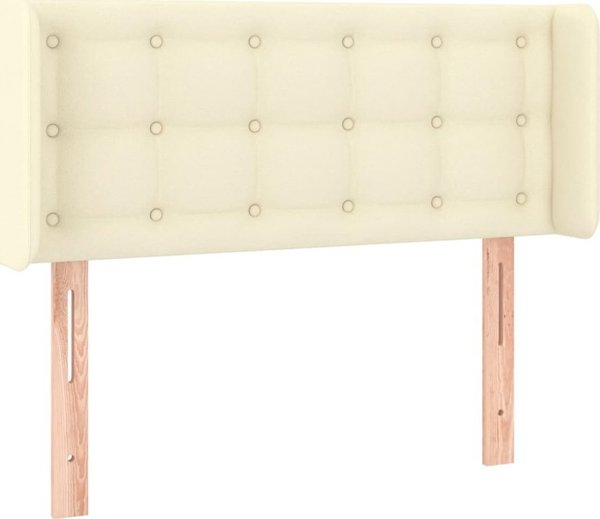 vidaXL Προσκέφαλο κρεβατιού με LED, κρεμ, 83x16x78/88 cm, τεχνητό δέρμα