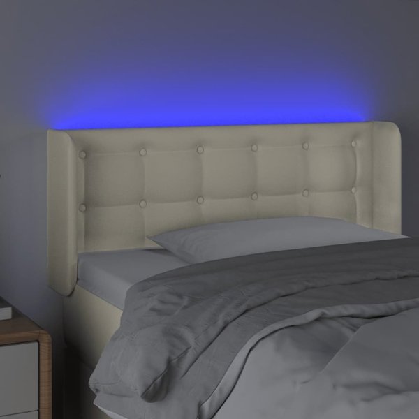 vidaXL Προσκέφαλο κρεβατιού με LED, κρεμ, 83x16x78/88 cm, τεχνητό δέρμα