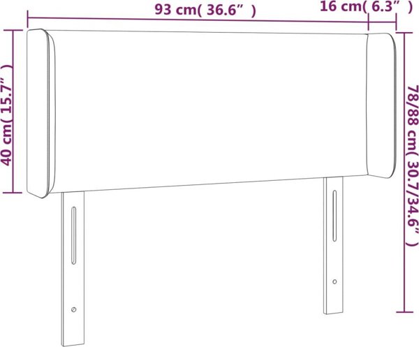 vidaXL Zaglowek do lozka z LED, skourogia, 93x16x78/88 cm, aksamit