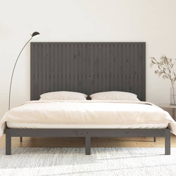 Προσκεφαλο κρεβατιού vidaXL γκρι 185x3x110 cm από μασίφ ξύλο πεύκου