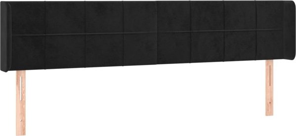 vidaXL Κεφαλάρι κρεβατιού με LED, μαύρο, 183x16x78/88 cm, βελούδο