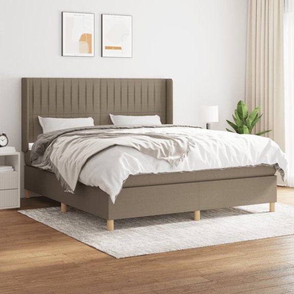 vidaXL Κρεβάτι Continental με Στρώμα, Taupe, Υφασμάτινο, 160x200 cm
