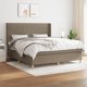 vidaXL Κρεβάτι Continental με Στρώμα, Taupe, Υφασμάτινο, 160x200 cm
