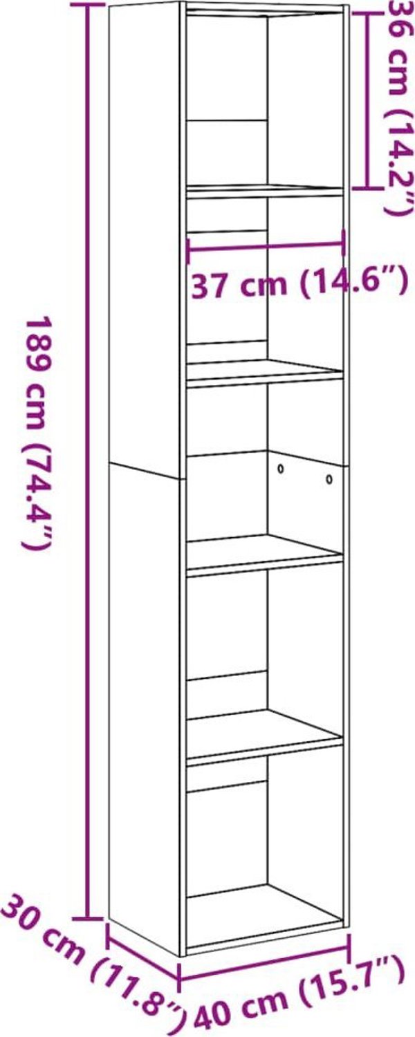 vidaXL Ράφι βιβλίων, απόχρωση σκουριάς, 40x30x189 εκ.