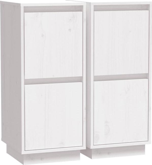 vidaXL Ντουλάπες, 2 τεμ., λευκές, 31,5x34x75 εκ., μασίφ πεύκο